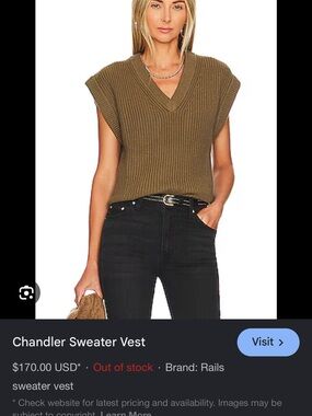 Sleeveless V-Neck Knit Vest in Earthy-Olive